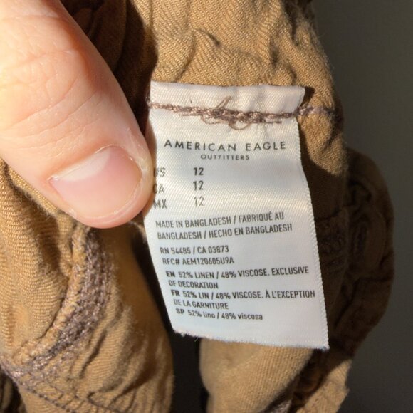 American Eagle Brown Paperbag Waist Utility Shorts Size 12 Casual Summer - Picture 4 of 5